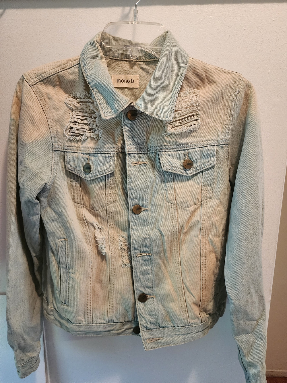 mono b Kids Distressed Light Wash Denim Jacket - Light Blue